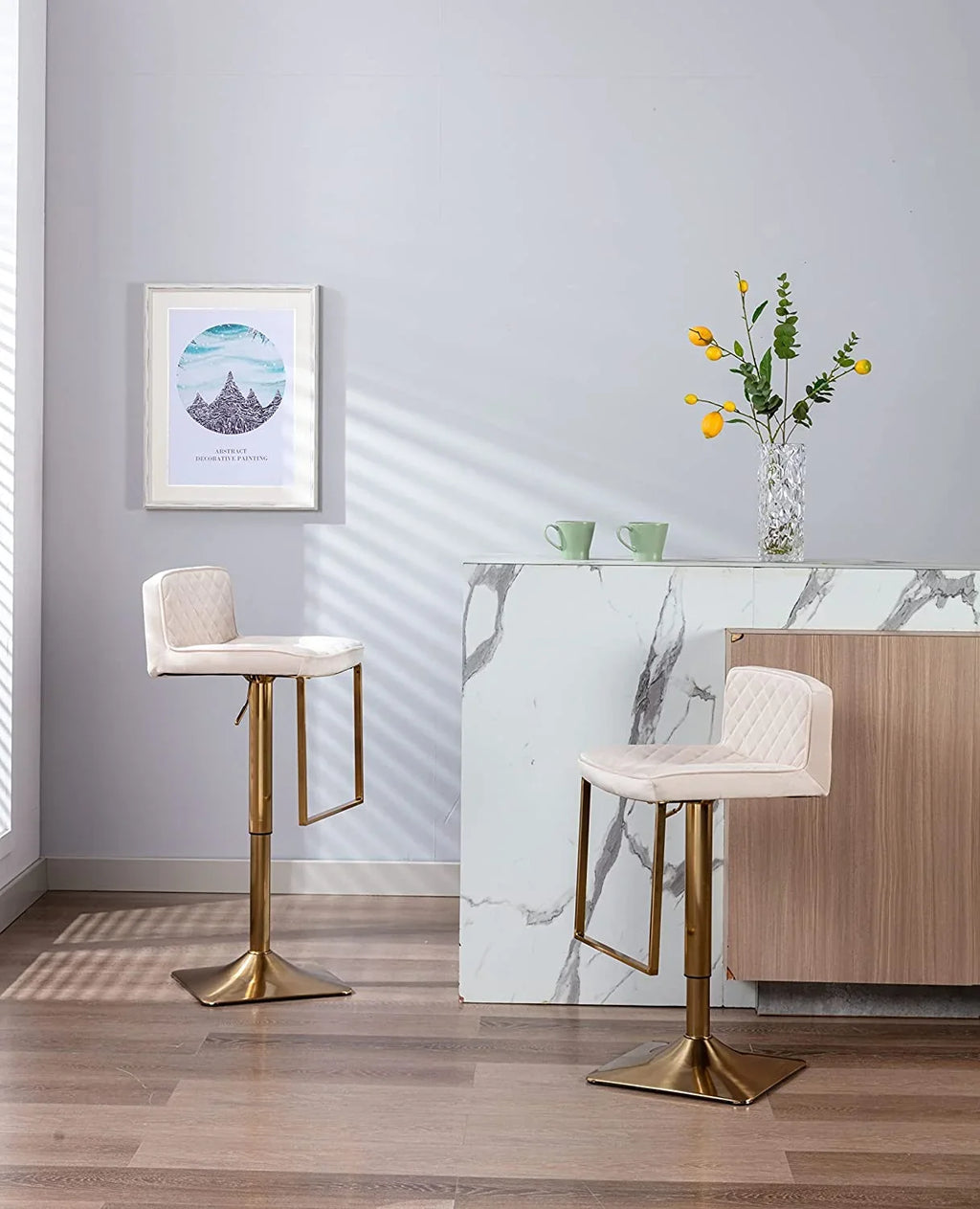 Island Stools Set Adjustable Modern (Ivory of Velvet Island Stools cocina sillas para Height de Kitchen Counter Height Barstools Gold TJUNBOLIFE Swivel Chairs Stools barra Chair for