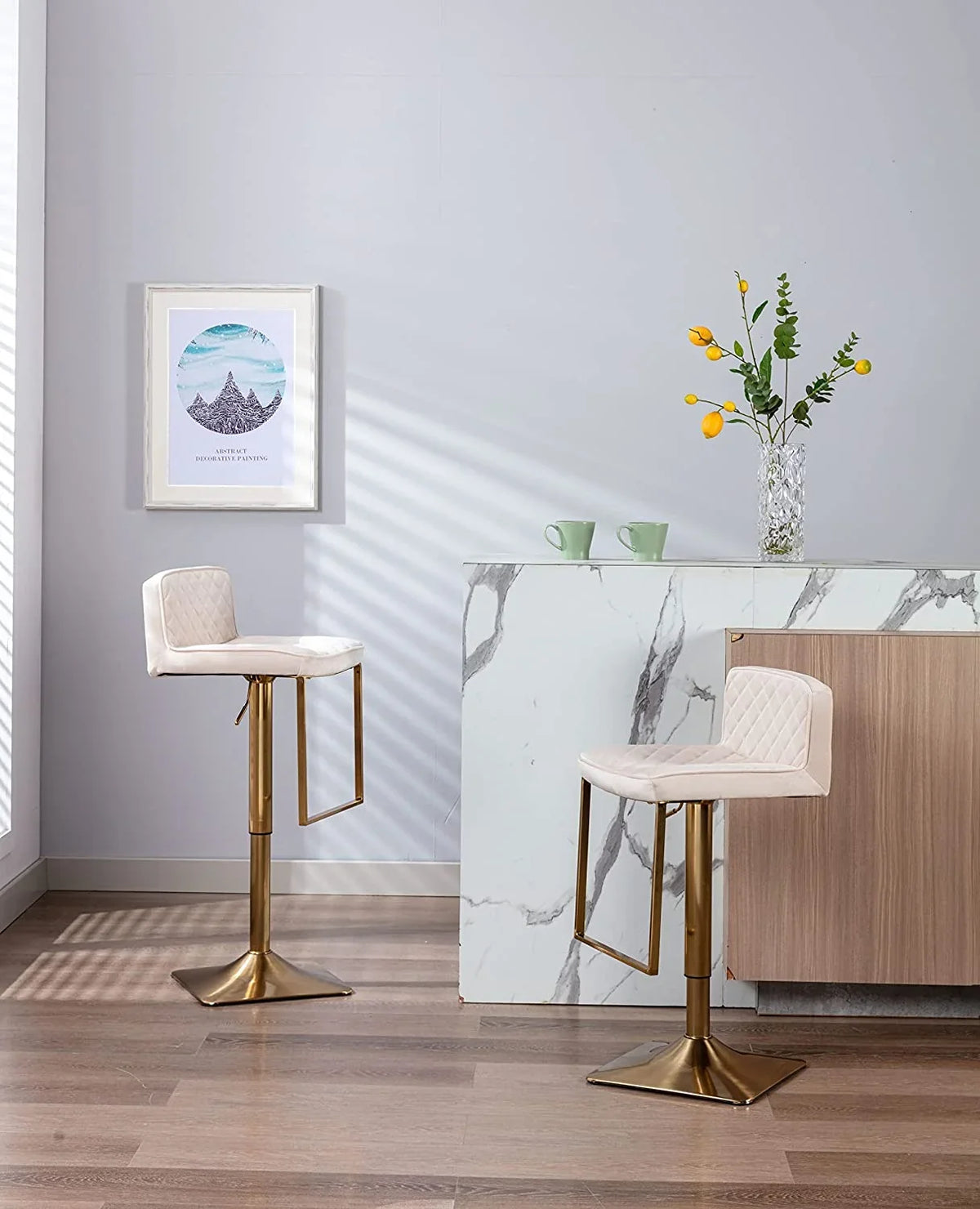 Island Stools Set Adjustable Modern (Ivory of Velvet Island Stools cocina sillas para Height de Kitchen Counter Height Barstools Gold TJUNBOLIFE Swivel Chairs Stools barra Chair for