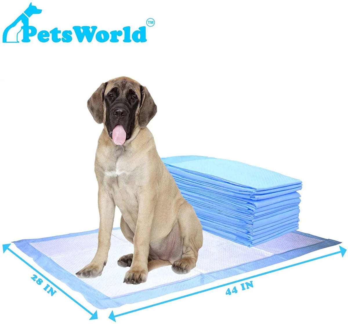 Ct, Massive Gigantic, Resistant, Pads, inch, Training/Potty XXXL Absorbent 28x44 & PETSWORLD Super 1,000 Tear Mastiff's Dog Leak-Proof