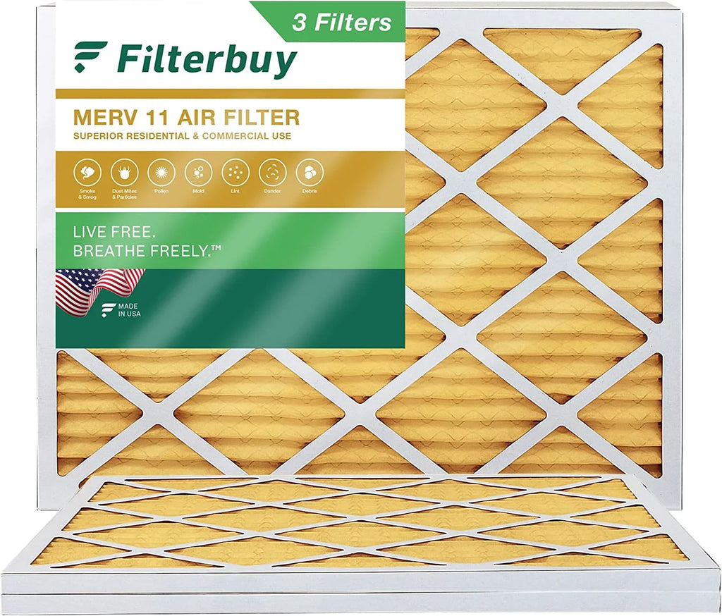 11 Air Filterbuy Pleated 16x21.5x1 MERV Filters AC (3-Pack) HVAC Furnace