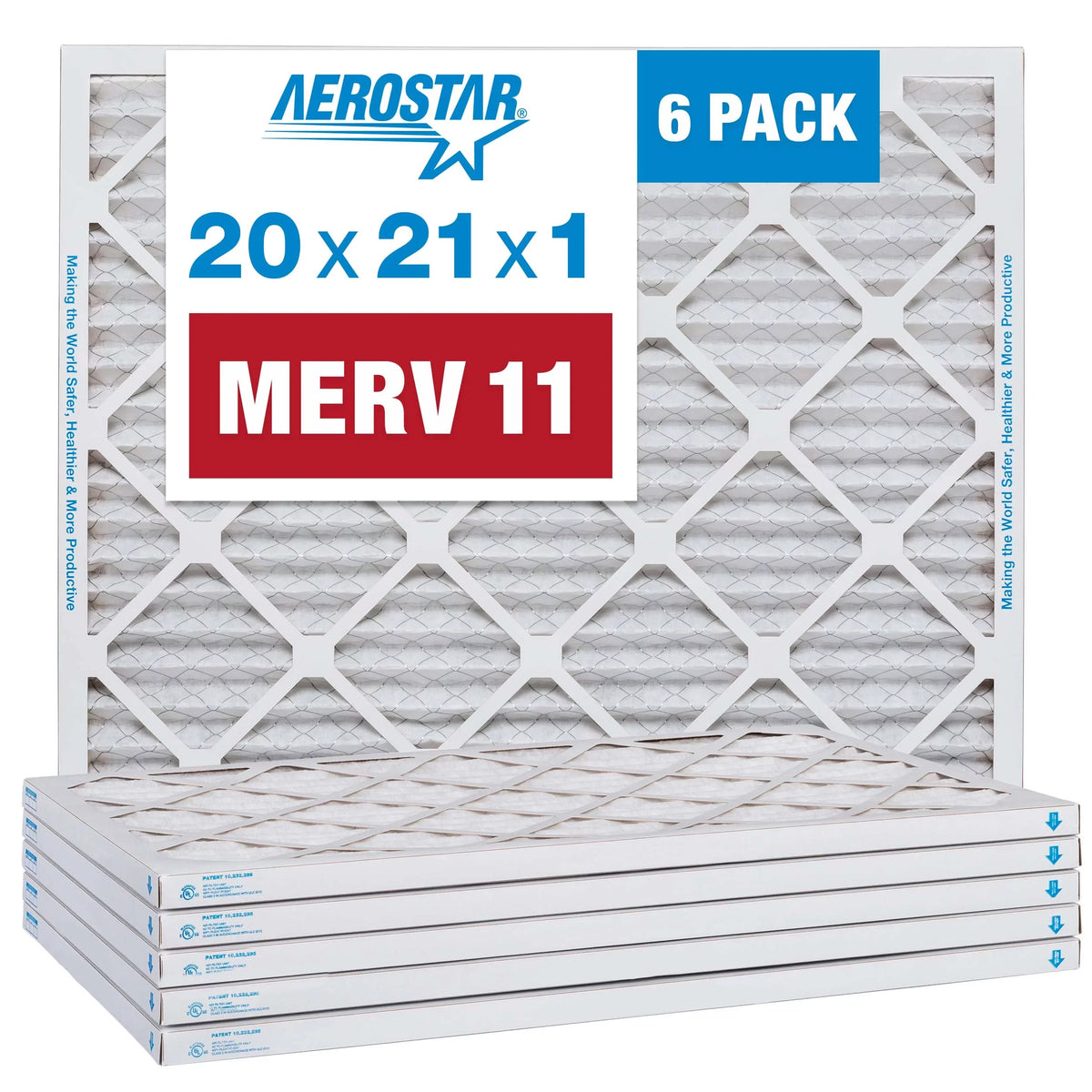 11 Filter, AC Pleated Furnace Aerostar Air Pack Filter, 20x21x1 6 Air MERV
