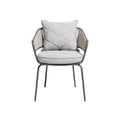 Modern Grey Upholstered Chair with Metal Frame and Cushioned Backrest
