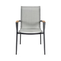 Contemporary Mesh Patio Chair with Wooden Armrests