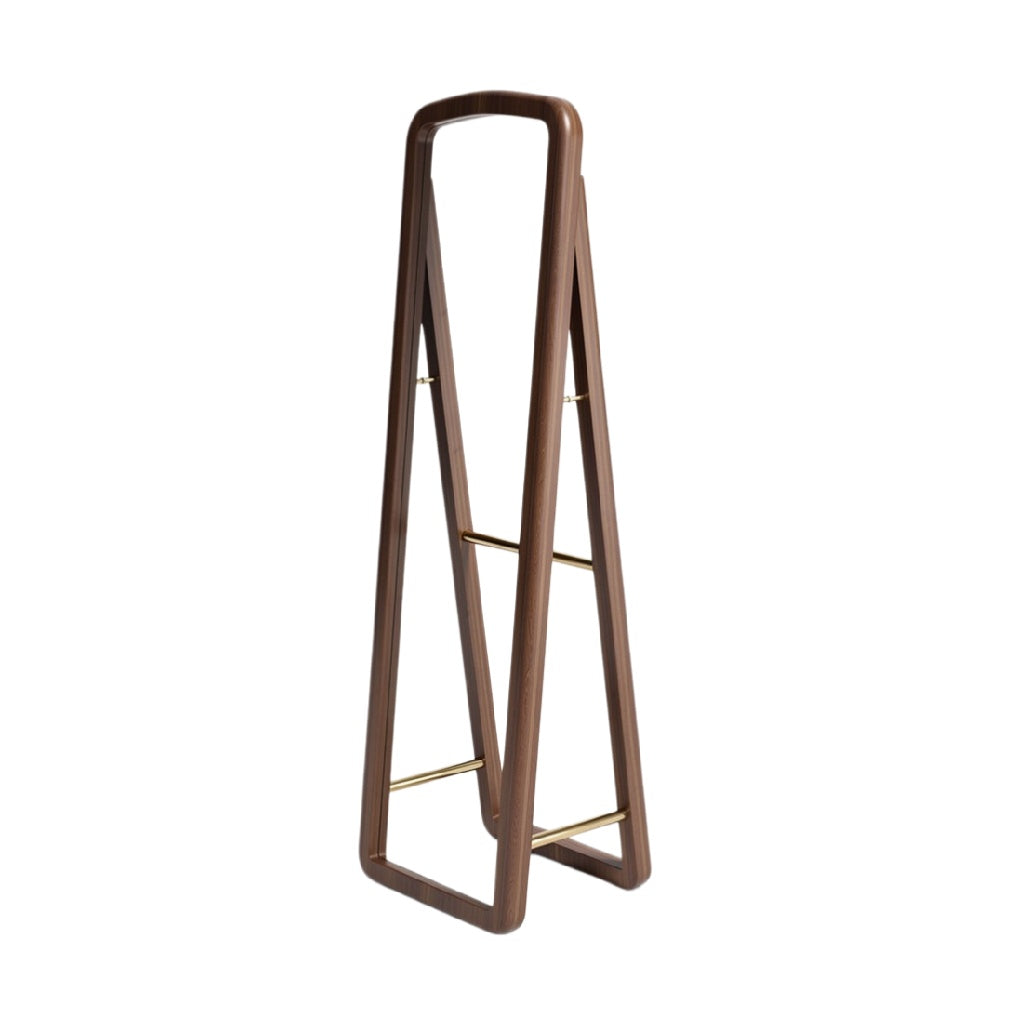 Sleek Modern Magazine Rack with Minimalist Design in Brown and Gold Accents