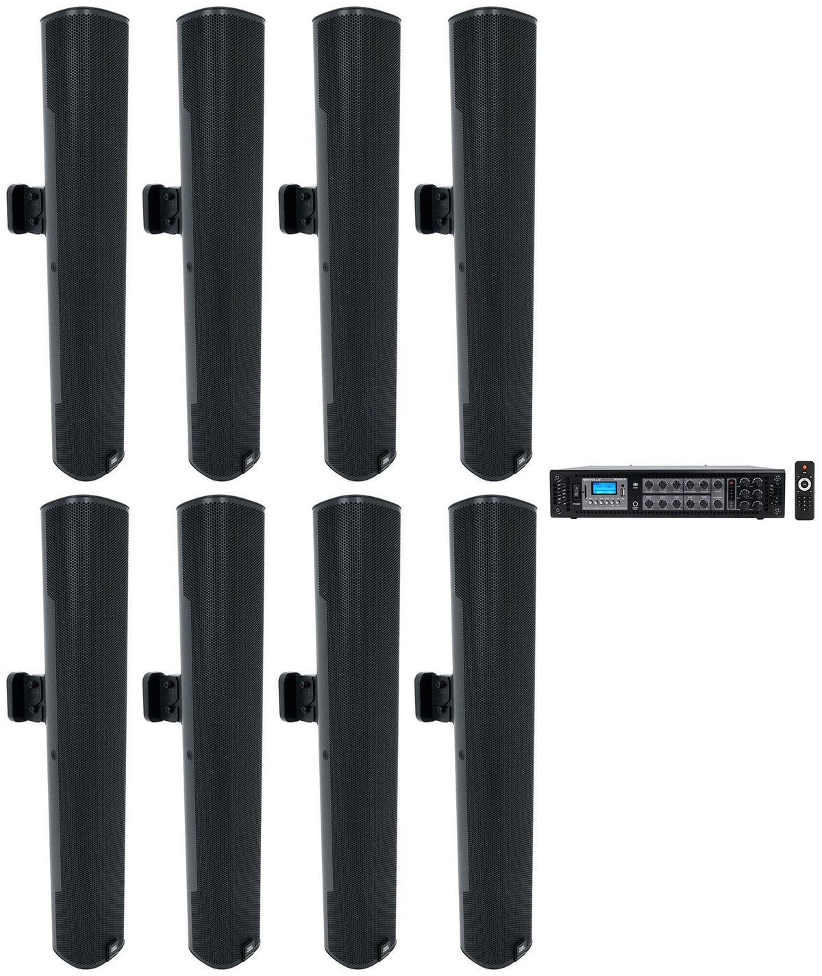 Array Column 24" COL600-BK (8) Black Commercial 70V Mount Speakers+Amp Wall JBL