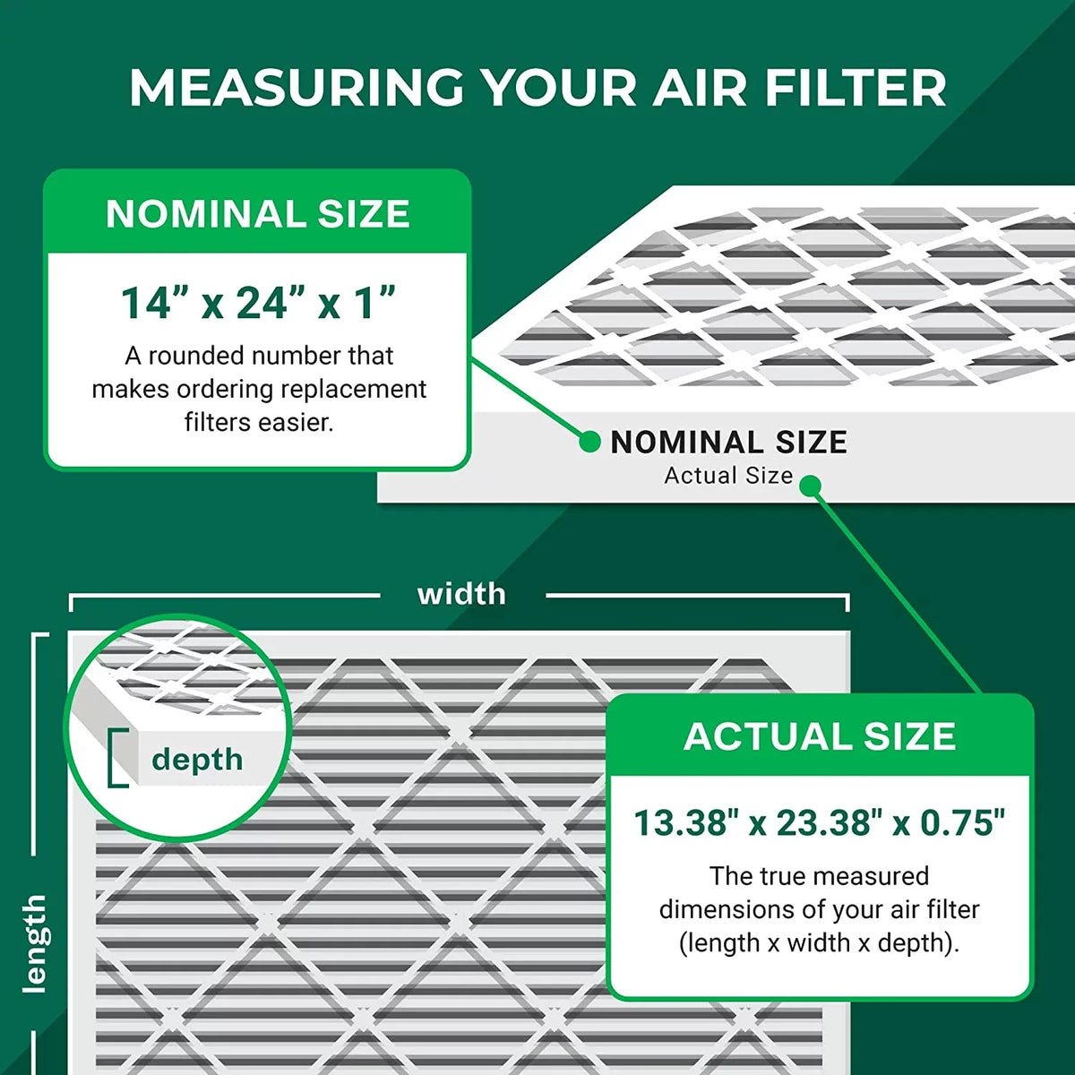 (6-Pack) Filterbuy 14x24x1 13 MERV Furnace HVAC Filters Air AC Pleated