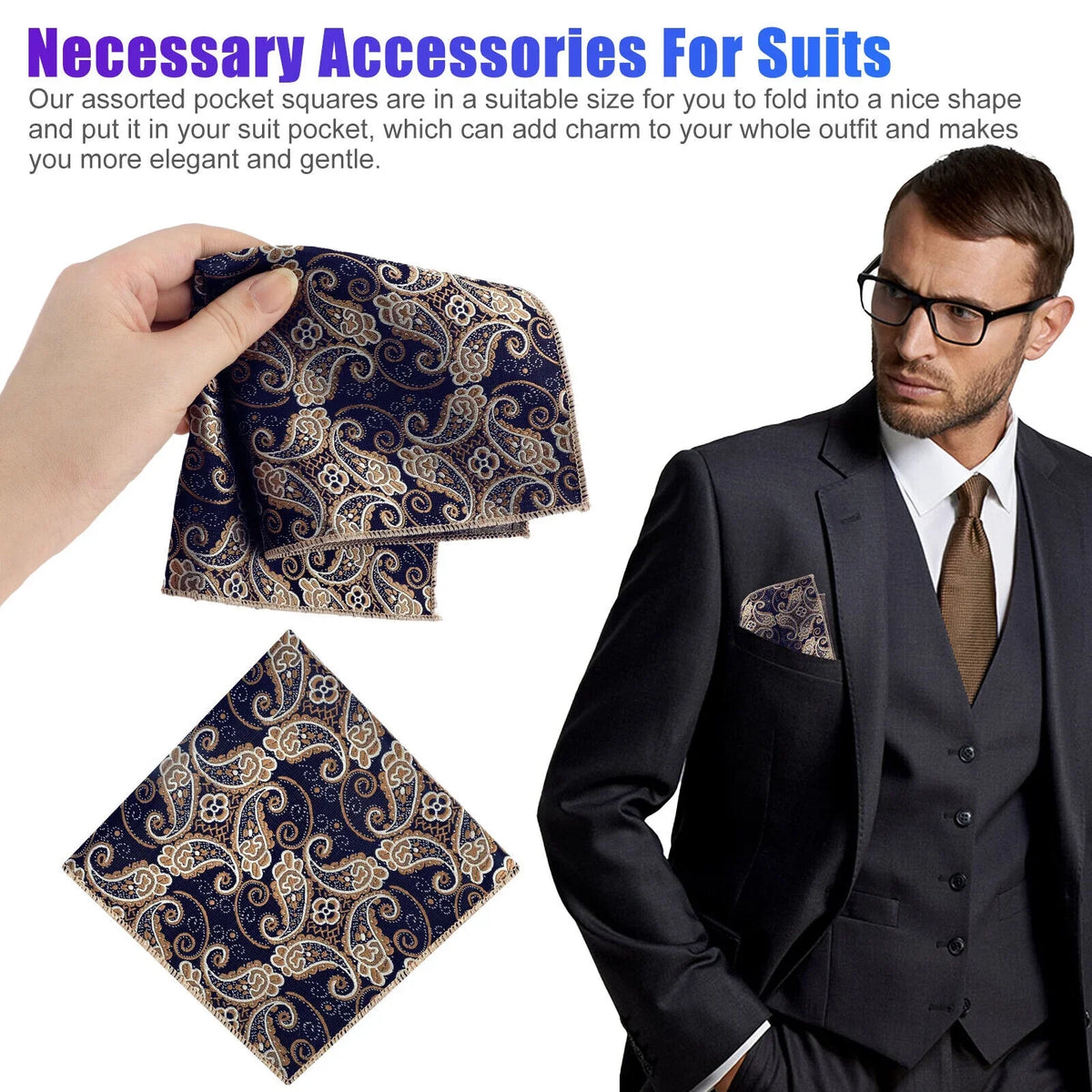 Wedding Dot Hanky Floral Silk Fashion Party Pocket Handkerchief Square Men 8PCS