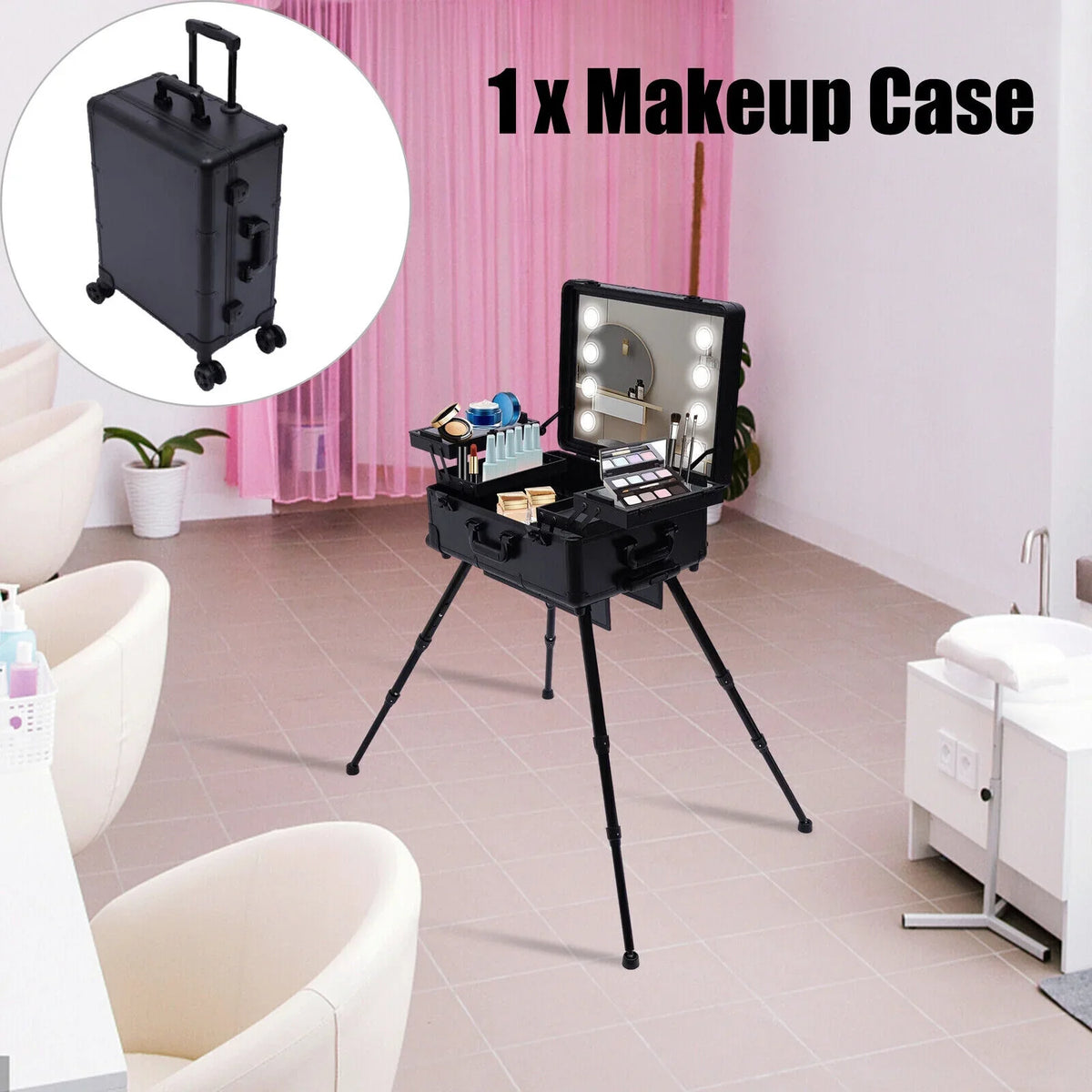 Box Key Makeup Train Luggage DENEST Organizer Cosmetic with Rolling Trolley Case Travel
