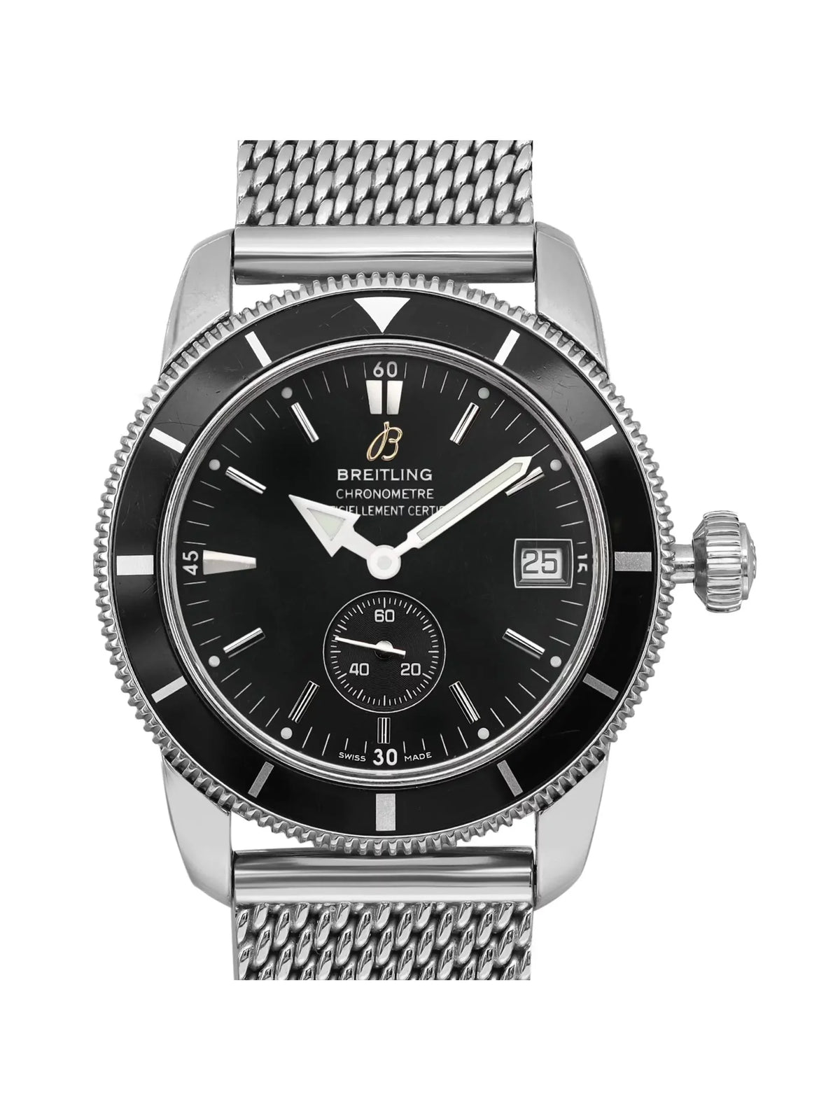 Dial Heritage SuperOcean 38mm Steel A3732024-B869SS Watch Mens Breitling Black