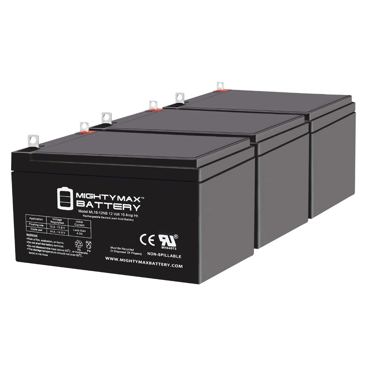3 500W Replacement 15AH with Evo ML15-12NB Compatible Battery 12V Scooter Electric Pack -