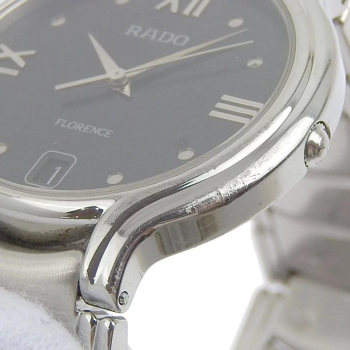 black (Good) Rado quartz Pre-Owned 3777 dial Florence men's RADO 4 115 battery watch