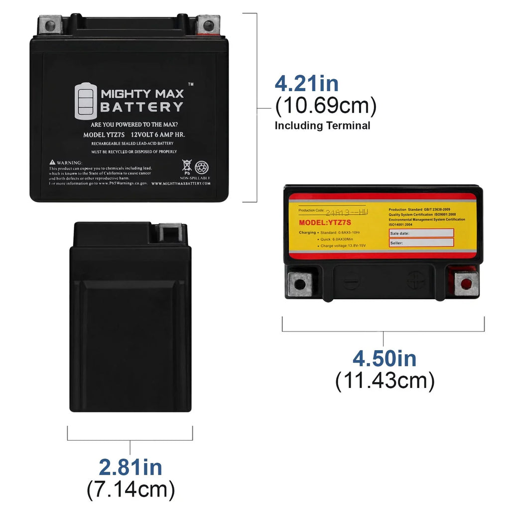 12V Battery G450X Replacement S1000RR 6AH HP4 YTZ7S for