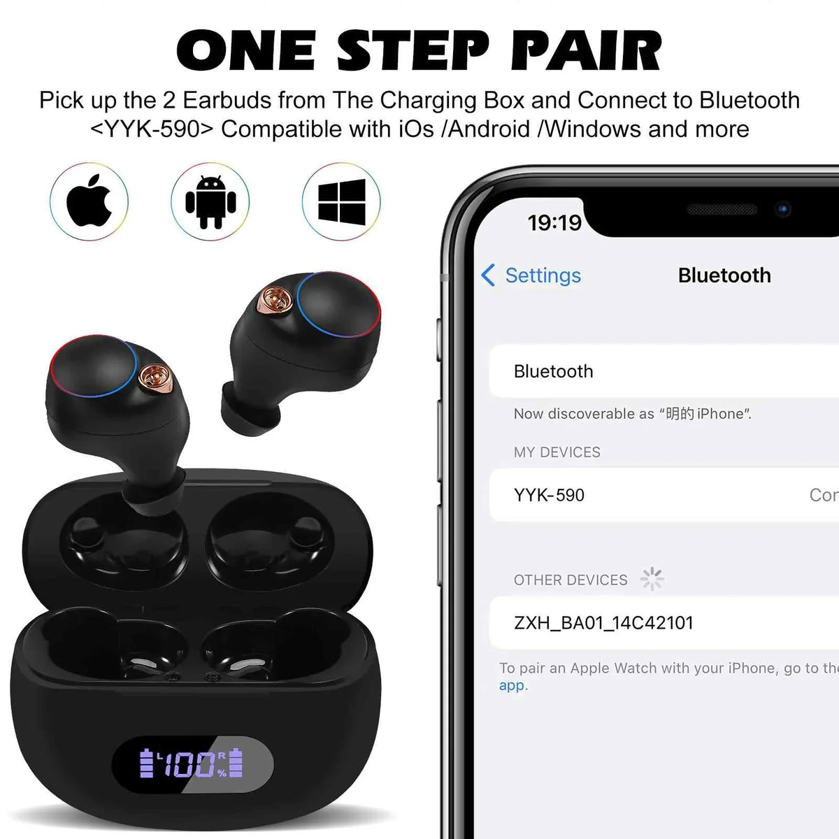 Case, Bluetooth Black, Boost Dual + Compatible IPX5 Bass Balanced, Wireless Earbuds 2 Resistance, with UrbanX Connection, 5.2 Charging Bluetooth OnePlus Ace liquid True Connect,