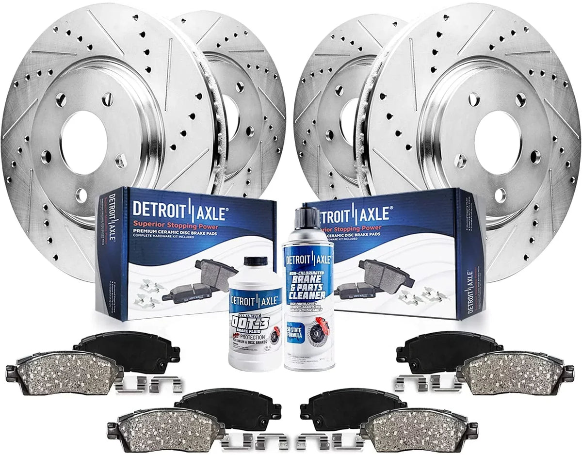2015 GMC Equinox Front 2016 Rotor 2014 2013 Brake Slotted Drilled Brake Ceramic & for Detroit 2012 Pads Disc Rotors Terrain Chevrolet Replacement: 2011 2010-2017 Axle Rear Kit 12.64" Brakes front -