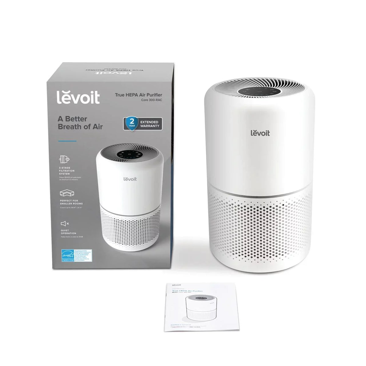 Asthma, Core 300-RAC, White for Allergies Air Up to 547 Purifier Levoit and sq. ft., Large Rooms