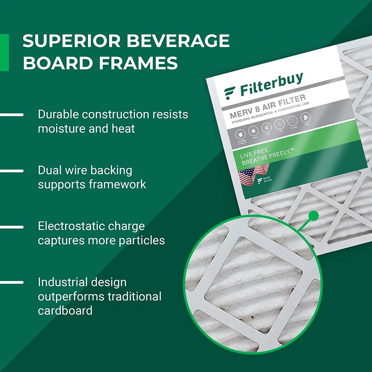 8x20x4 AC HVAC MERV Filters Filterbuy (3-Pack) 8 Furnace Pleated Air