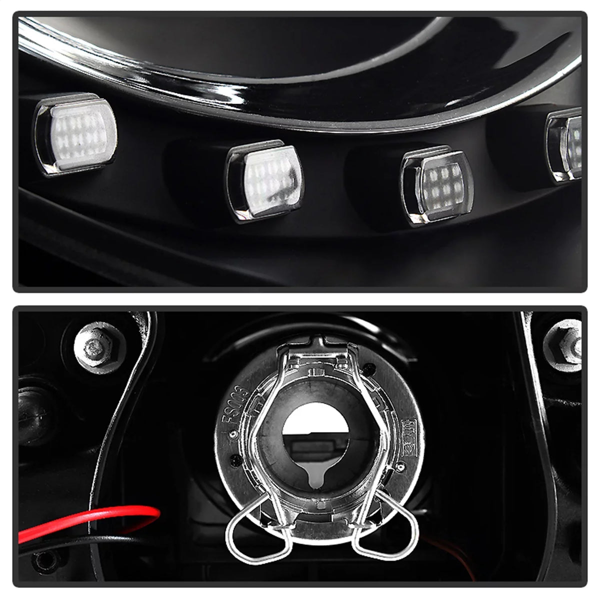 '- Black Beetle Headlights Spyder Volkswagen LED Projector 06-10 DRL -