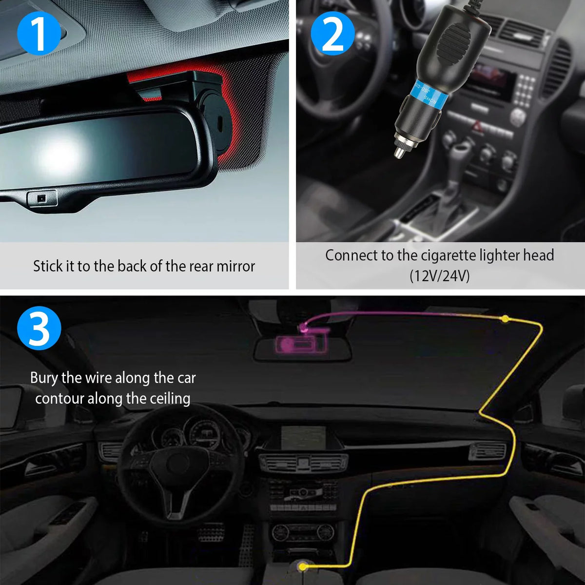 Cam with 11.2ft Camera 1080P Wifi DVR WiFi Lighter Dash Recorder HD G-sensor 170° iMounTEK Cigarette Recording Cable App Car Looping