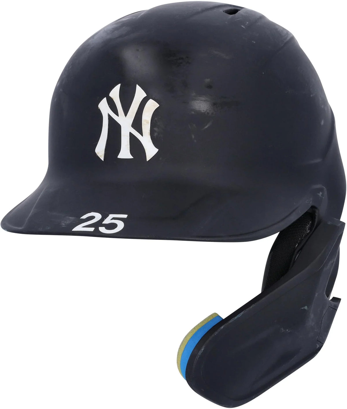 30, 8, Yankees Batting Played 2022 Worn New #25 - 22, Fanatics September Torres During Authentic October on York Gleyber Certified 10 June 15, Games Game-Used April and Navy Helmet