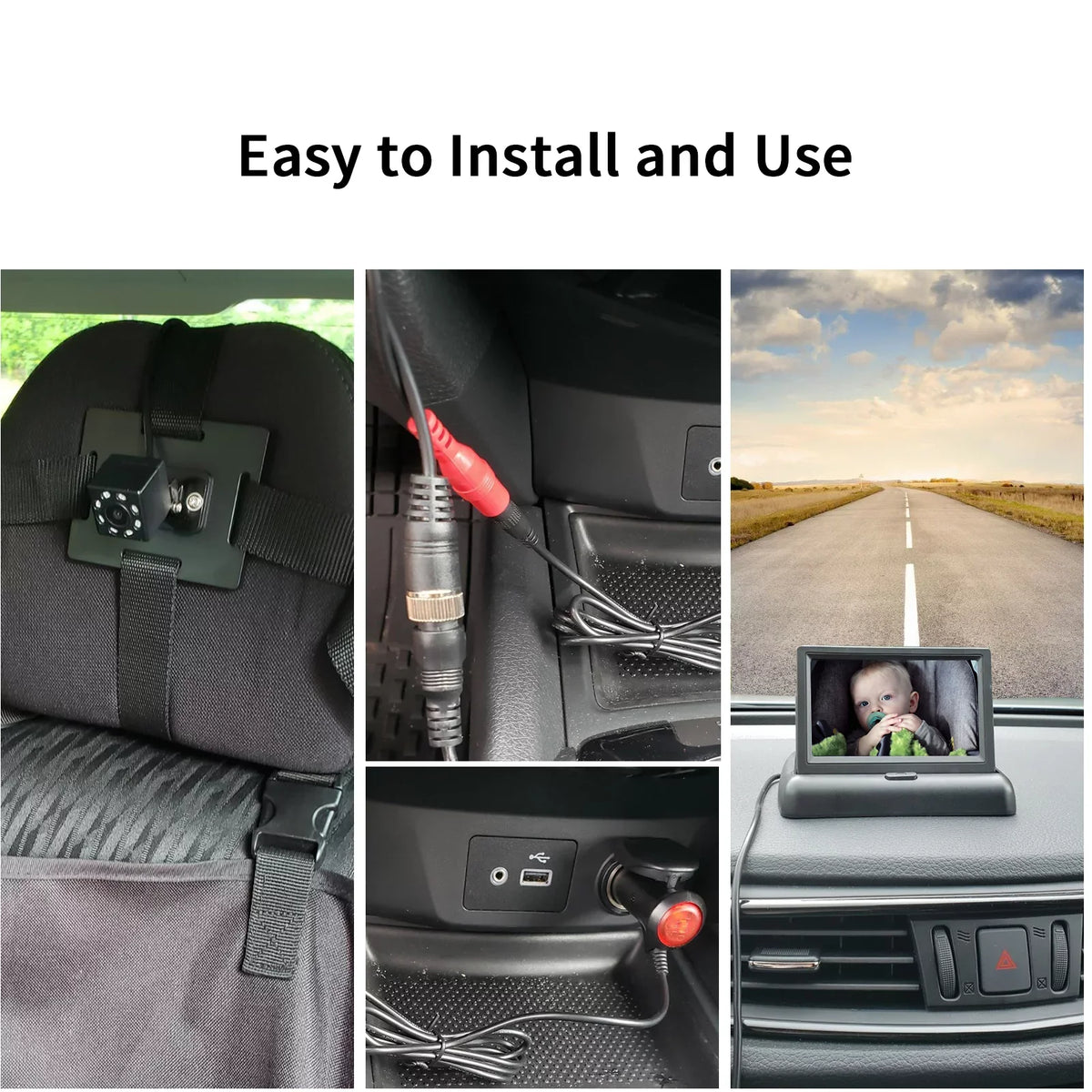 Baby Facing with Rear Radirus Night Infrared View Camera, Seat Vision, Crystal Ideal Clear Monitor Car for