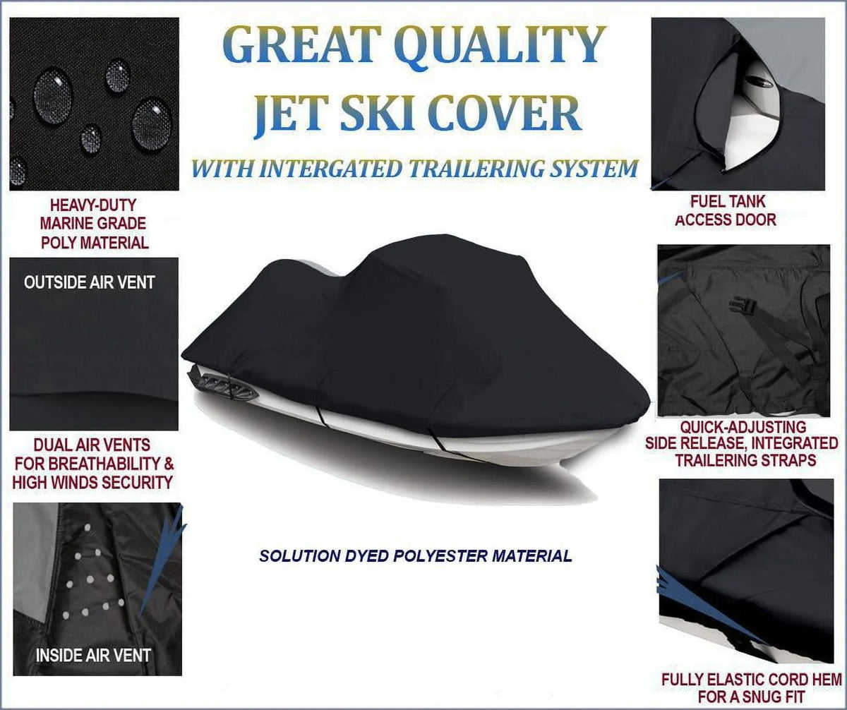 Jet DENIER 2001 TX Compatible 2002 JetSki Cover Polaris Cover for Virage 600 2000 PWC BLACK Ski Covers