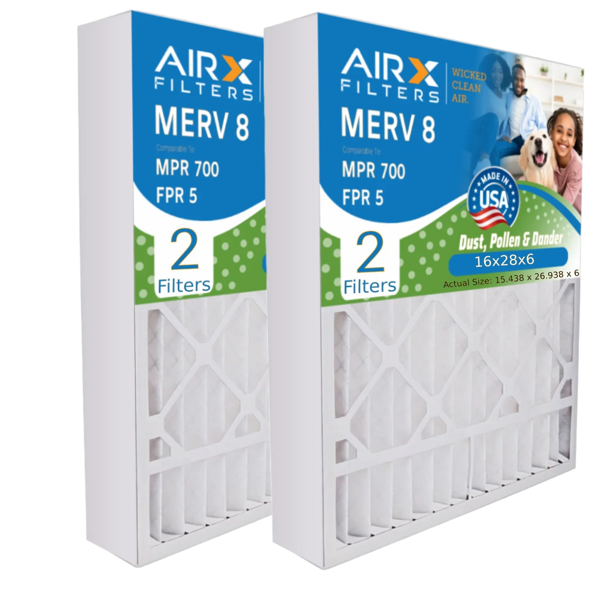 CLEAN & MERV FILTERS Made Filter Air 700 AIRX Filter FPR AIR. Furnace Pack Premium by 5 MPR 2 16x28x6 8 to USA WICKED 16x28x6 401 Comparable Aprilaire with Compatible